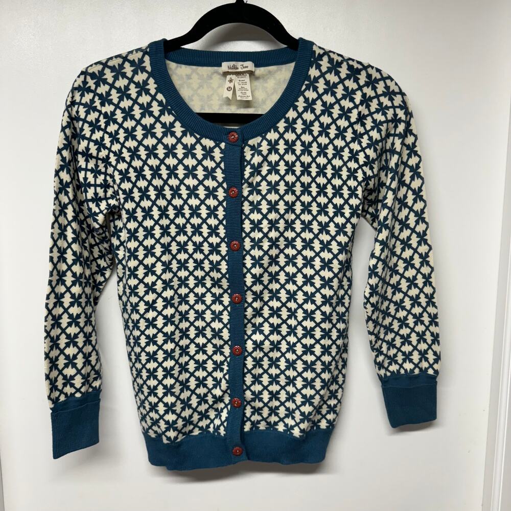 Matilda Jane Girl Windy City Secret Field Button Up Cardigan Size 14 Green Cream